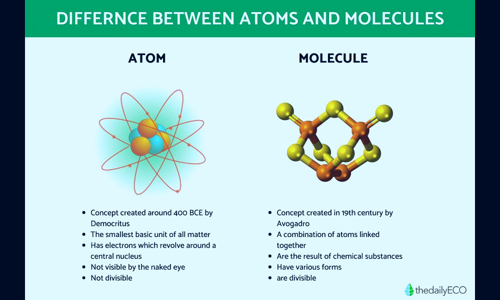 The Differences Between Atoms and Molecules - Atom and Molecule Comparison  With Diagrams