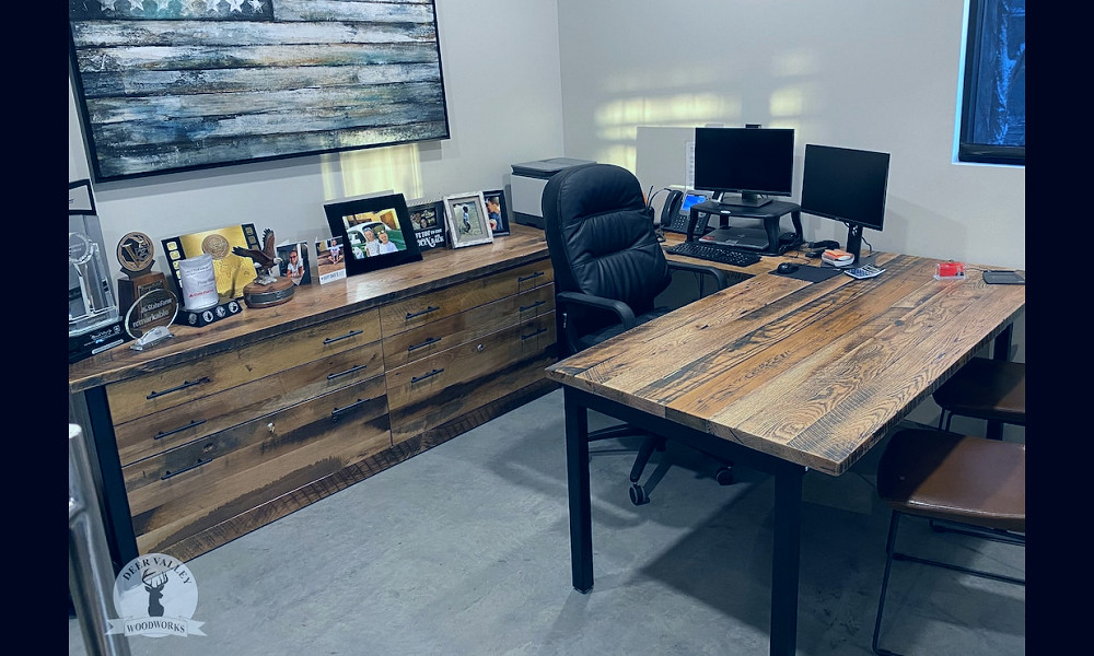 Reclaimed U-shaped Computer Desk Rustic Corner Desk Barnwood - Etsy