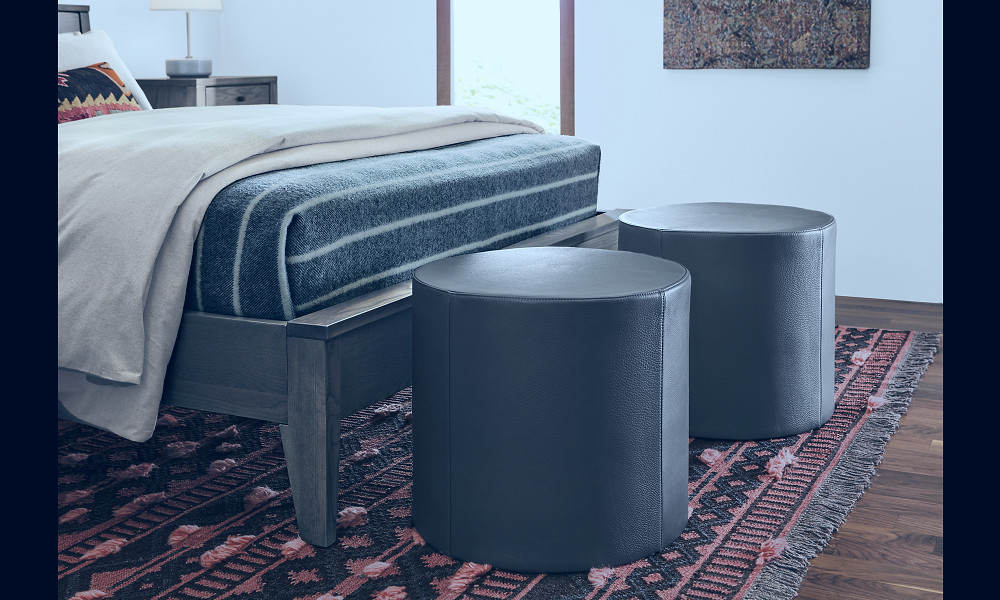 Aero Leather Round Ottomans - Modern Living Room Furniture - Room & Board