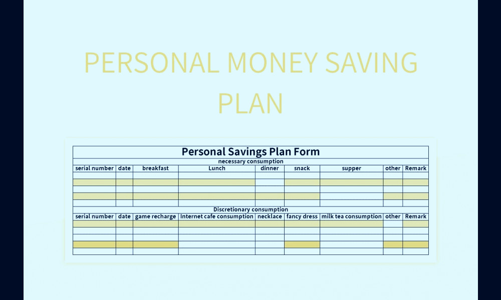 Personal Money Saving Plan Excel Template And Google Sheets File For Free  Download - Slidesdocs