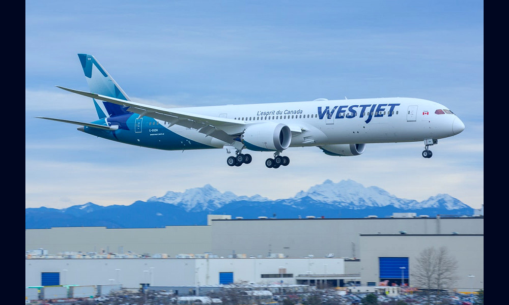 WestJet Airlines' first Boeing 787 Dreamliner takes flight from Everett