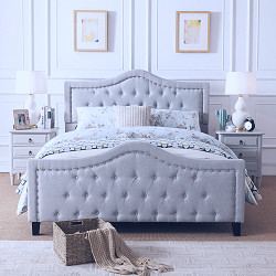 Virgil Queen-size Upholstered Tufted Bed by Christopher Knight Home - On  Sale - Bed Bath & Beyond - 14047250