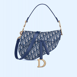 Saddle Bag with Strap Blue Dior Oblique Jacquard | DIOR US