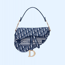 Saddle Bag Blue Dior Oblique Embroidery | DIOR GR