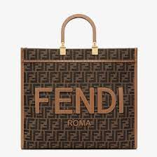 Fendi Sunshine Large - Brown FF jacquard fabric shopper | Fendi