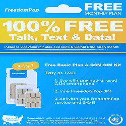 FreedomPop Basic Plan LTE 3-in-1 SIM Card Kit FPLTESIMVDFREE - Best Buy