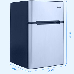 Haier 3.2 Cu Ft Two Door Mini Fridge w Freezer HC32TW10SV, Virtual Steel -  Walmart.com