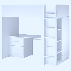 SMÅSTAD Loft bed, white white/with desk with 4 drawers, Twin - IKEA