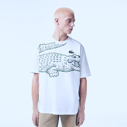 Men's Crew Neck Loose Fit Crocodile Print T-Shirt - Men's T-shirts - New In  2023 | Lacoste