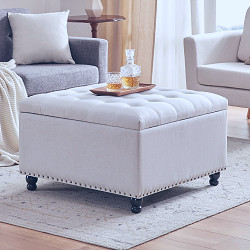 Amazon.com: Tbfit Large Square Storage Ottoman Bench, Tufted Upholstered  Coffee Table Ottoman with Storage, Oversized Storage Ottomans Toy Box  Footrest for Living Room, Beige : Home & Kitchen