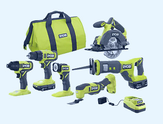 RYOBI ONE+ PCL1600K2 18V Cordless 6-Tool Combo Kit with 1.5 Ah Battery, 4.0  Ah Battery, and Charger - Amazon.com