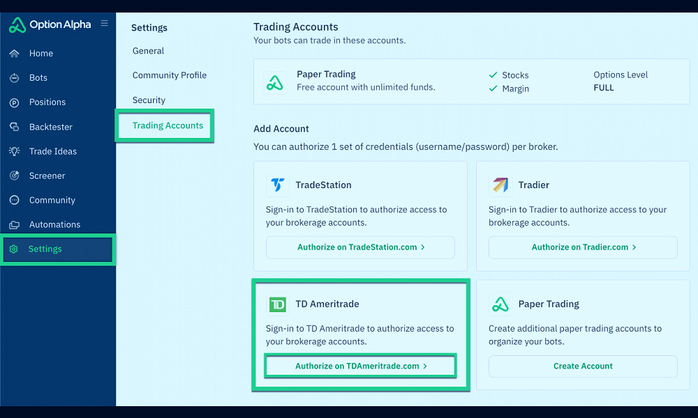 Connecting to TDAmeritrade | Option Alpha