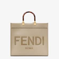 Fendi Sunshine Medium - Dove gray leather shopper | Fendi