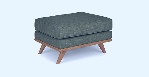 Timber Olio Green Fabric & Wood Ottoman | Article